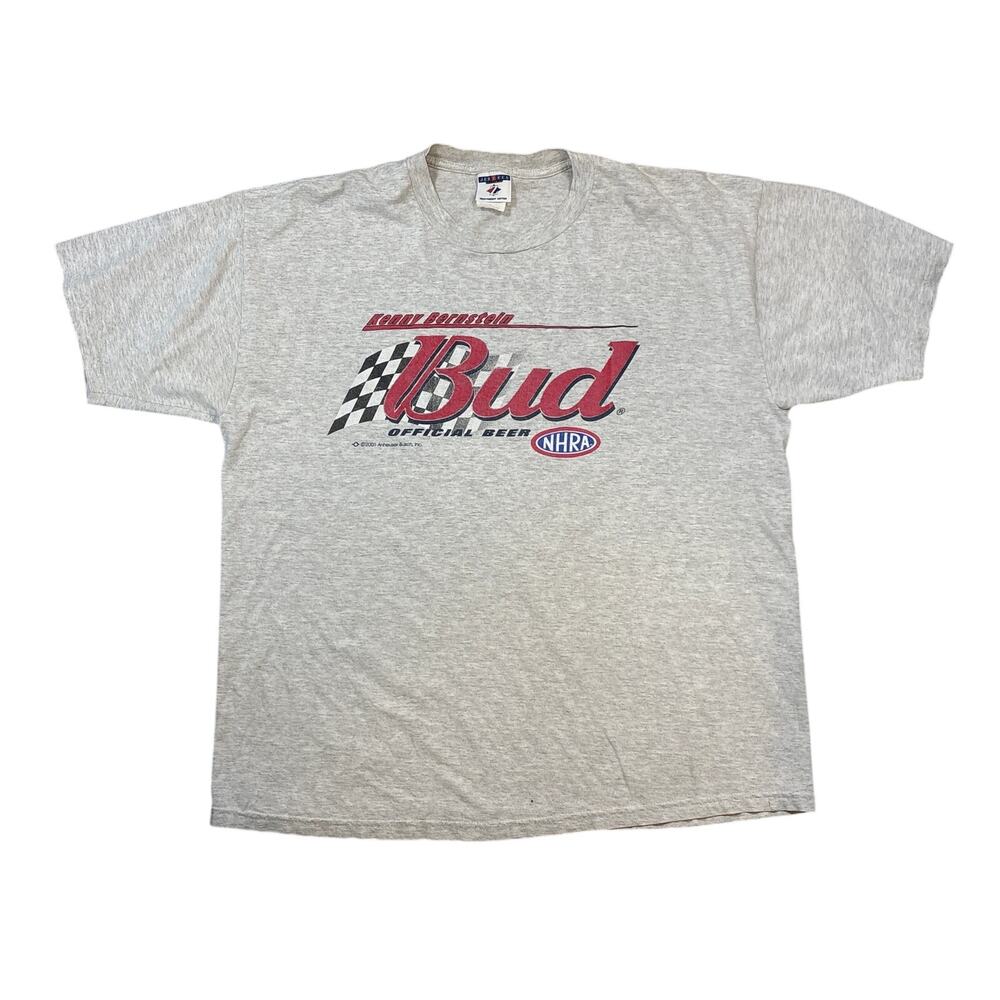 Vtg Y2K 2001 Bud Racing official beer Kenny Bernstein NHRA Large retro shirt